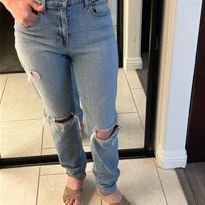PISTOLA WOMEN’S DISTRESSED HIGH RISE STRAIGHT LEG BLUE JEANS SIZE 27